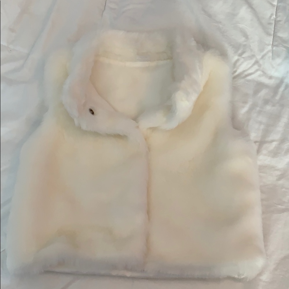 Little girls white fur vest 4T